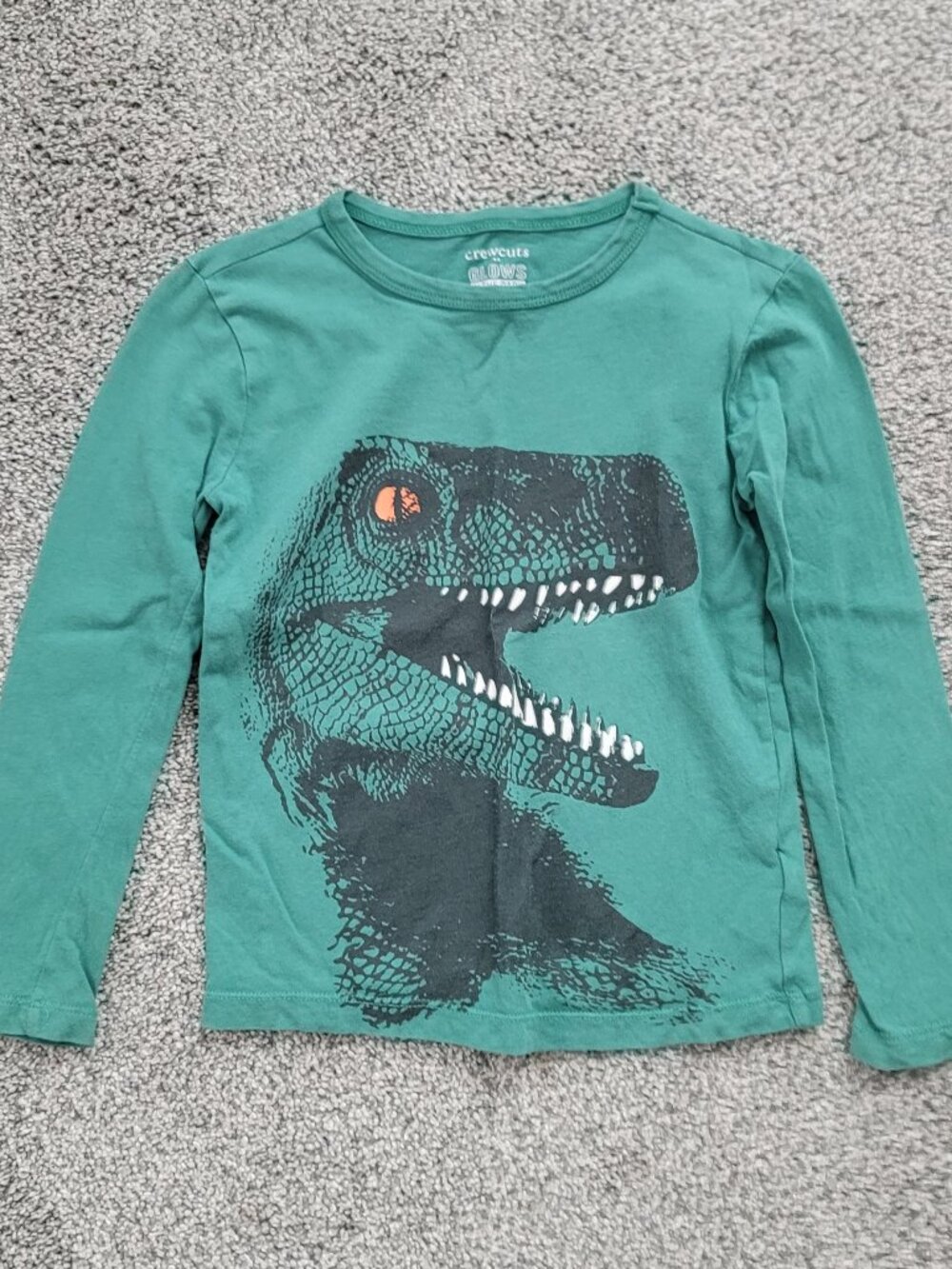 Crewcuts Green Dino Glow in the Dark Long Sleeve T-Shirt XS 4-5